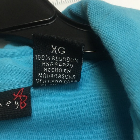 Turquoise Blue long sleeve knit top with layered look: All-in-one top - Picture 4 of 8